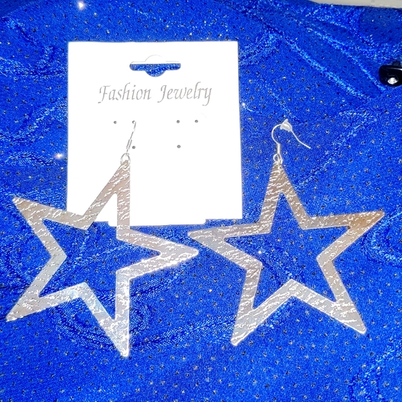 ❤️ Big Silver Star Earrings NEW